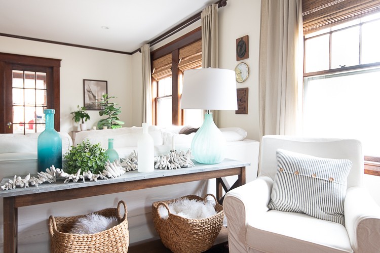 By simply adding bamboo shades to her home, Danielle Driscoll of Finding Silver Pennies created a relaxed, coastal feel that is inviting to guests.
