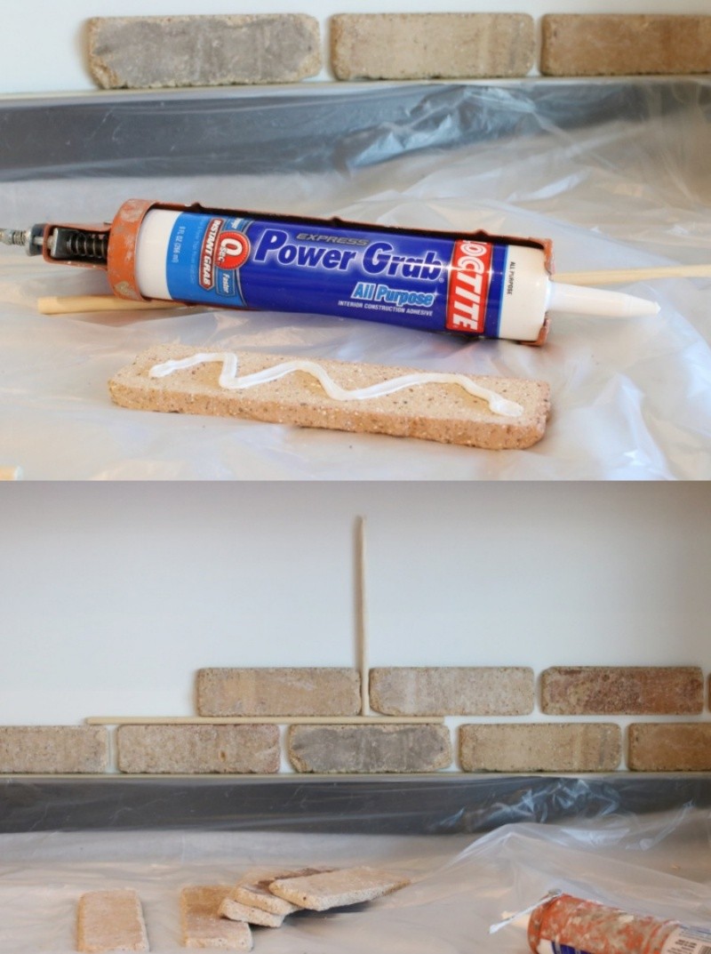 DIY Brick Backsplash with German Schmear