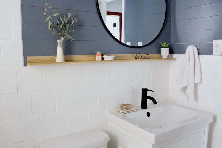 Small Bathroom Makeover With Painted Tile And Painted Floors